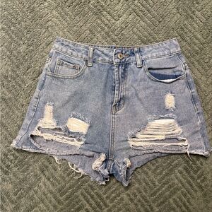 🤍3/$20 - SHEIN Blue Distressed Jean Shorts with Frayed Hem